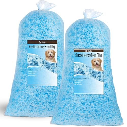DR.DUDU 10lbs Shredded Memory Foam Filling for Bean Bag Filler, Soft and Convenient Pillow Stuffing Foam for Couch Cushion Dog Bed Chair Arts Crafts, Added Gel Particles