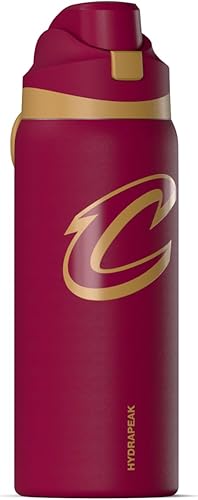 Miniatura 4 de Hydrapeak x Botella de agua con licencia oficial de la NBA Cleveland Cavaliers Oasis de 32 onzas con tapa para beber, botella de agua de acero