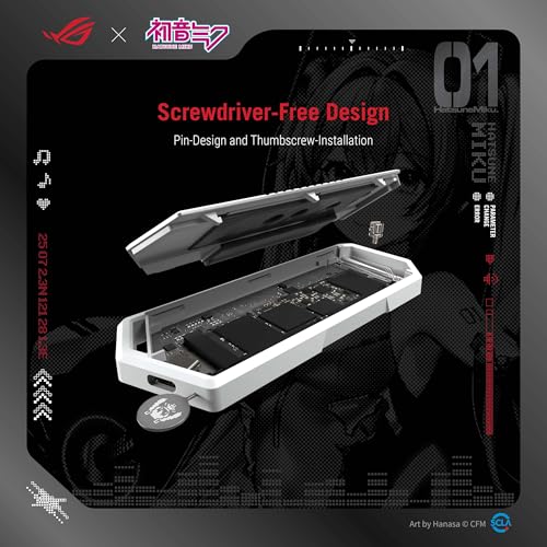Image of ASUS ROG Strix Arion Hatsune Miku Edition M.2 NVMe SSD Enclosure - USB-C 3.2 Gen 2 (10 Gbps), Screwdriver-Free, Aluminum-Alloy case, and Thermal Pads, 1 Year Warranty