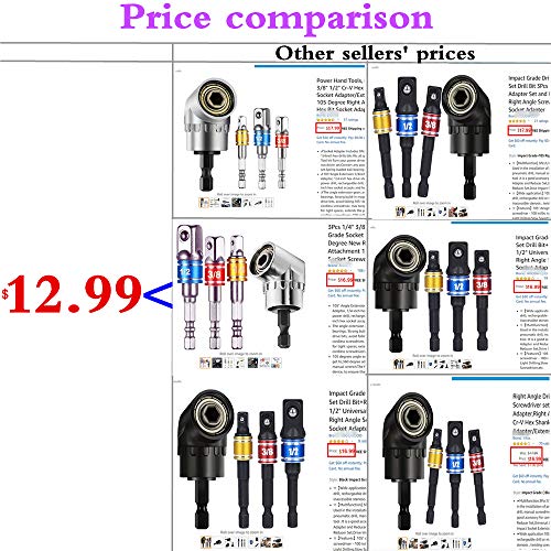 3/8 Driver For Drill,Power Nut Driver Set,1/2 Impact Sockets,Hex Impact Bits,1/2 Driver Socket Set,Right Angle Screwdriver Set Drill Socket+1/4