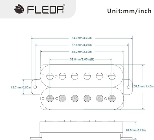 Miniatura 2 de FLEOR Guitarra Eléctrica Humbucker Pastillas Bridge Alnico 5 Pickup Negro