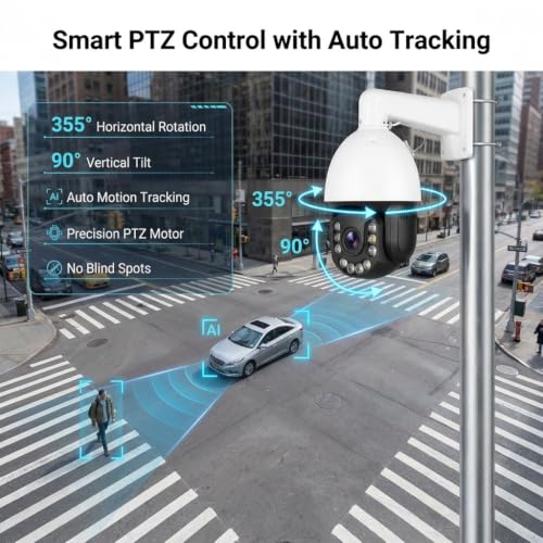Image of HANUTECH Indoor-Outdoor 5MP Biggest 36x Zoom Dome Pantilt PTZ CCTV Security Camera Dual Audio Auto Motion Tracking Surveillance Camera, 2 Way Communication, IP66 Waterproof
