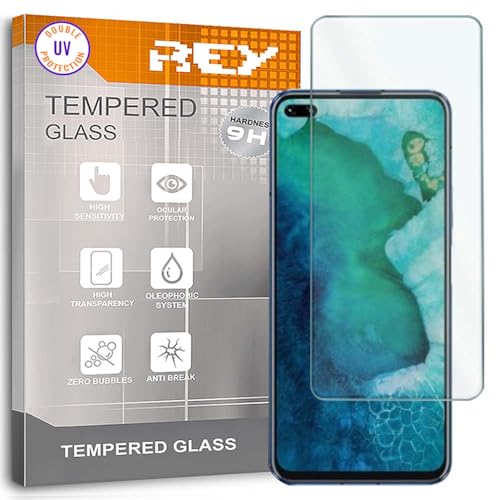 REY Protector de Pantalla para Huawei Nova 6 - Nova 6 5G - Honor View 30 - View 30 Pro - V30 - V30 Pro, Cristal con Doble Protección UV, Vidrio Templado Premium 9H+