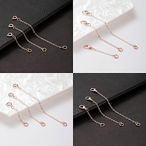 Image of Softones 12-18Pcs Ankle Bracelets Extenders-Extension for Womens Jewelry(1 2 3 Inch),with Lobster Clasp and O-Clasp from Gold Silver Rose Gold