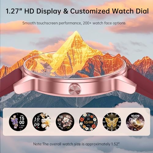 Image of Smart Watches for Women(Answer /Make Calls), 1.27 inch HD Screen Fitness Tracker with Heart Rate /Sleep Monitor, 130+ Sport Modes IP68 Waterproof Activity Tracking, Smart watch for Android iOS, Purple-gold
