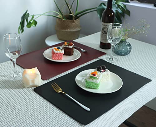 Vinjiasin Black Leather Placemats For Dining Table Set Of 4, Waterproof Wipeable Placemats, Heat Resistant Non Slip Rectangle Indoor Place Mats, Easy To Clean Christmas Decorations #TOP3