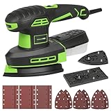 GALAX PRO 250W 2-in-1 Sheet Sanders/Detail Sanders, 6000-12000 RPM 6 Variable Speed Multi-Function Sander with Dust Box, Electric Sander for Sanding Metal and Polishing Wood, Includes 12 Sandpaper