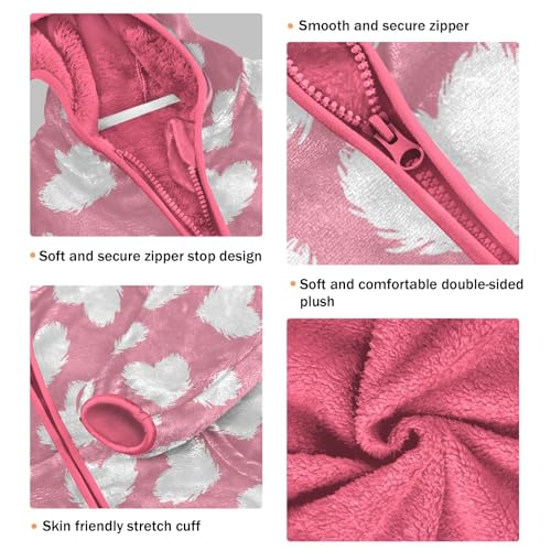 OTVEE Valentine Heart on Pink Kids Hoodie Jacket Fall Spring Full Zip Warm Outwear Coat3