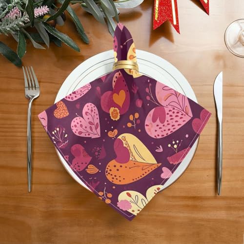 Juego de 6 Servilletas de Tela Corazón Valentín 20 x 20 pulg miniatura 2