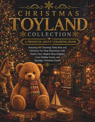 Christmas Toyland Collection: A Premium Adult Coloring Book Featuring 60 Charming Teddy Bear and Christmas Toy Shop Illustrations with Festive Toys, ... Charm (Stillhaven Christmas Duo Collection) image 2