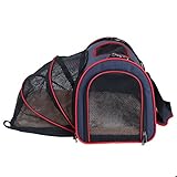 Petsfit Expandable Pet Carrier for Cats, Soft Sided Dog Carrier for Small Dog, Protect Pet Privay, Lightweight and Portable, Blue, 19.7'×11.4'×12.6'