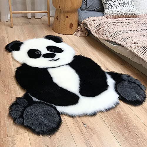 Alfombra de piel sintética con diseño de panda de dibujos animados, suave y peluda, alfombra sedosa para sala de estar, dormitorio, ventana de bahía, sofá, piso de 35 x 47 pulgadas, panda Cover