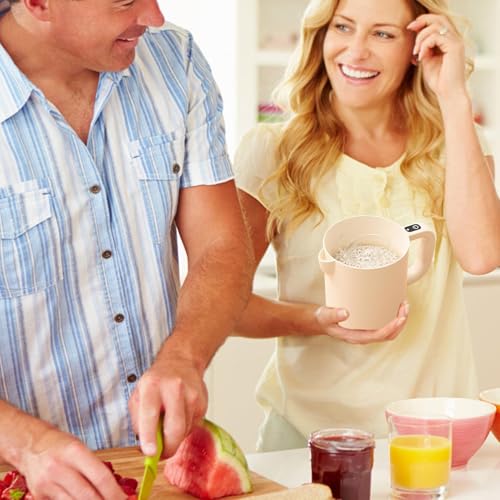 Batidora manual inalámbrica 2 en 1 con colador y bol de 1L para batir y lavar arroz 4