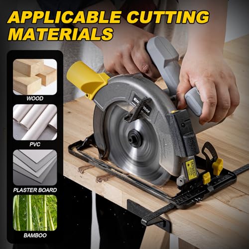Enventor Circular Saw, 1400W 6000RPM Electric Circular Saws with Laser Guide, Max Cutting Depth 62mm (90°), 48mm (45°), Saw Blades(185mm, 24T), Pure Copper Motor, Ideal for Wood Cutting Corded 6 Enventor Circular Saw, 1400W 6000RPM Electric Circular Saws with Laser Guide, Max Cutting Depth 62mm (90°), 48mm (45°), Saw Blades(185mm, 24T), Pure Copper Motor, Ideal for Wood Cutting Corded - Image 6