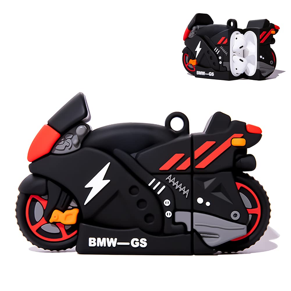 Yatchen Custodia unica compatibile con AirPods Pro, Creative Fun 3D Cartoon Motociclo Design AirPods Custodia Cool Skin morbida in gomma antiurto (AirPods Pro, rosso)