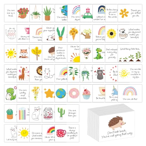 PQCLXUYA 60 Unique Women Inspirational Cards,Motivational Kindness Mini Note Cards with Encouragement Quotes, Appreciation, Gratitude, Positive Affirmations Cards for Women