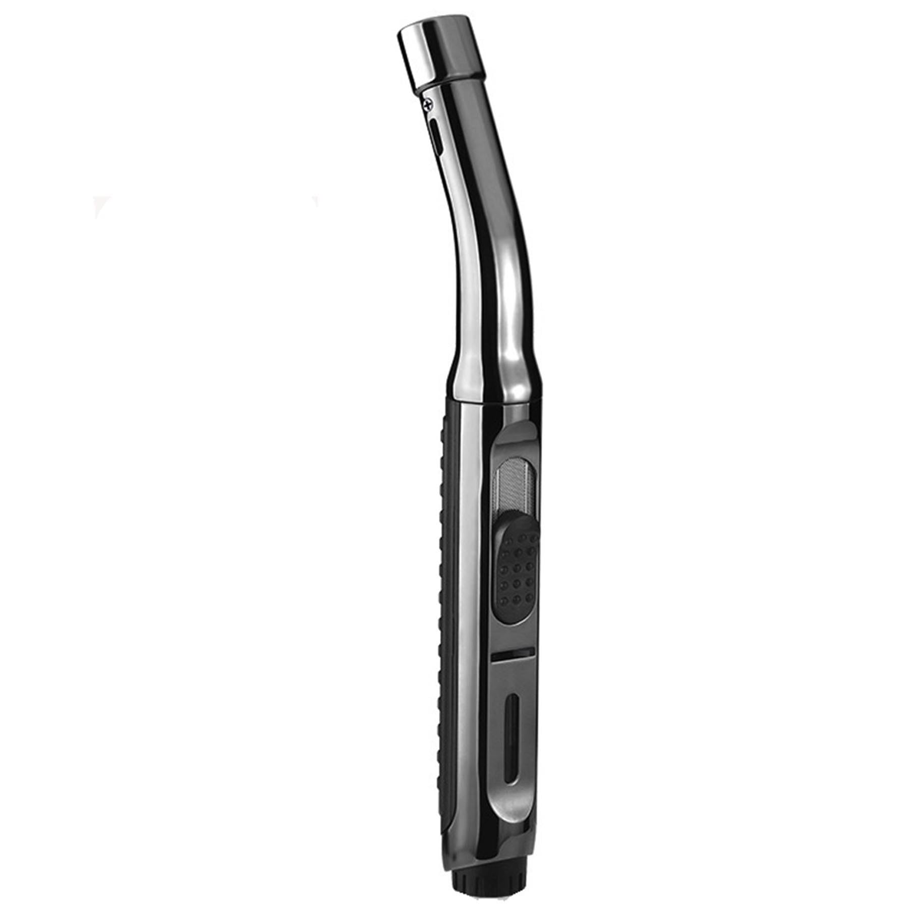 Nopqw Black Windproof Butane Lighter Candle Barbecue Long Lighter Visible Butane Window Adjustable Flame Camping Kitchen Use(Black)
