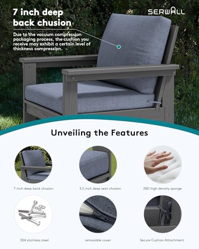 Image of SERWALL HDPE Patio Conversation Set with Side Table