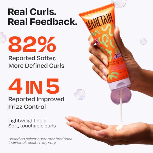 Image of MANETAIN Curl Cream 200ml for Curly & Wavy Hair | Frizz Control, Soft Hold & Moisturizing Styling Cream | Enhances Natural Curls, Reduces Frizz | Sulfate-Free, Paraben-Free, Vegan Hair Care