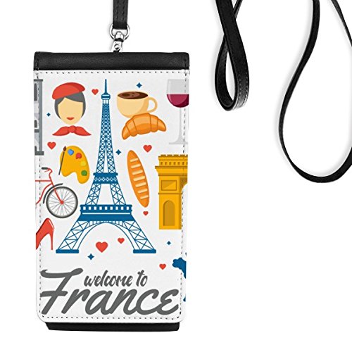 Drapeau de France sac téléphone noir suspendu idéal pour voyager léger