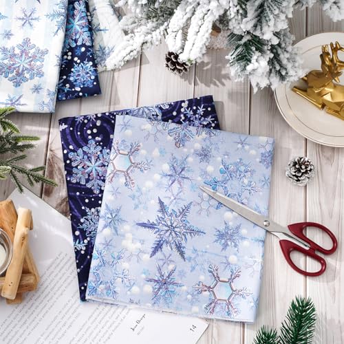 Tissu d'hiver en coton patchwork couture loisirs créatifs bleu - 4