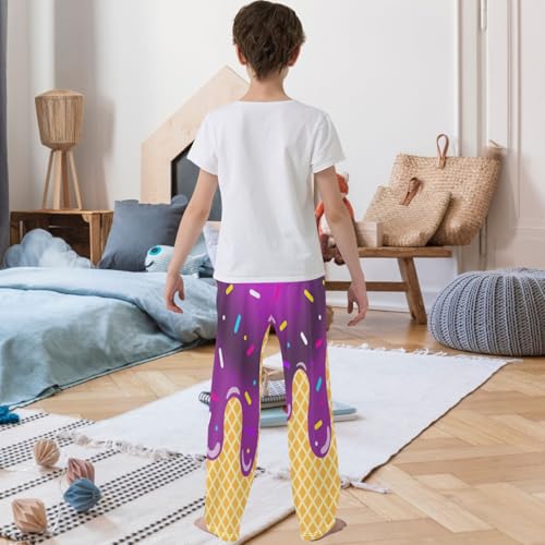Boy's Pants Purple Circle Ice Cream Jogger Pants Elastic Waist Long Bottoms Trousers with Pockets 6-14 Years3