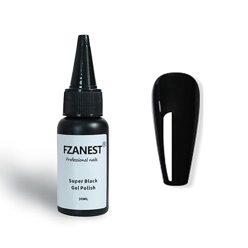 FZANEST Esmalte de uñas de gel negro botella de repuesto de 1.0 fl oz, esmalte de gel de invierno de color oscuro Soak Off
