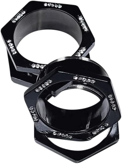 Luxe Modz Pair of Black Ion Plated Surgical Steel Screw Fit Tunnel Hexagon Tunnels Piercing Jewelry Set for Women Men with Clear CZ Jewels Ear Plugs Gauges