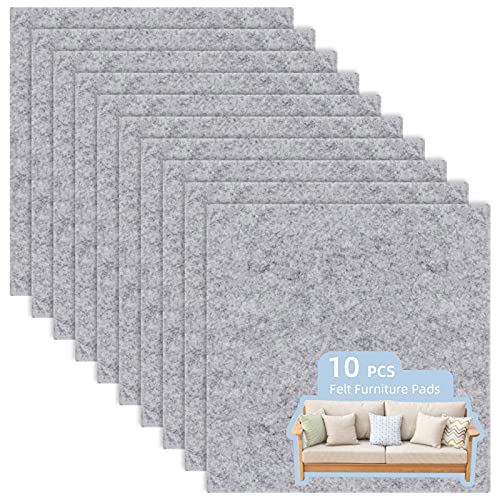 Ohiyoo Felt Furniture Pads, 10 Pack Self Adhesive Furniture Felt Pads, Heavy Duty Furniture Pads For Hardwood Floors Chair Wall Protector, Non Slip Felt Pad Large Felt Sheets 8 X 8 Inch (Grey) #TOP3