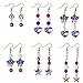 SUNNYCLUE 1 Box DIY 12 Pairs USA Charms American Flag Patriotic Red Blue Beads Dangle Drop Earrings Making Kit 4th of July Charm Independence Day Charms for Jewelry Making Kits Beginners Adults Gift