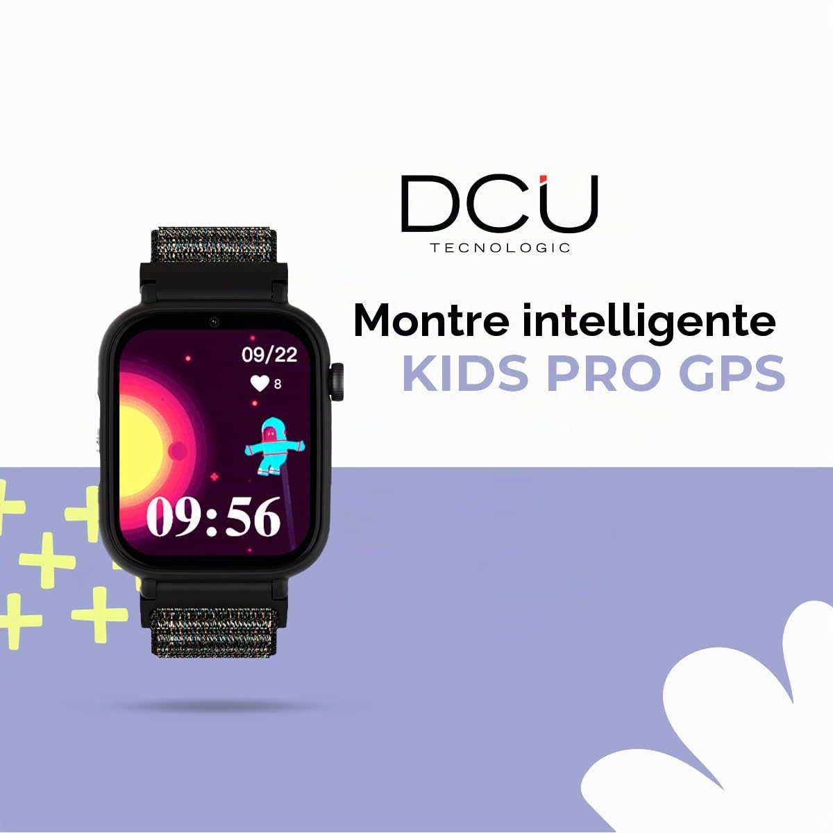 DCU TECNOLOGIC - Montre Connectée Enfant avec système Android - Whatsapp - Positionnement GPS - Appels vidéo - Bouton SOS - Contrôle Parental - Couleur: Noir