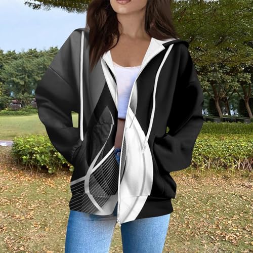 Zip Up Hoodie Women Casual Oversized Sweatshirts - Fall Fashion Fleece Lined Jacket - Thick Warm Coat Winter Clothing
