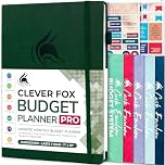 Clever Fox Budget Planner PRO - Financial Organizer + Cash Envelopes. Monthly Finance Journal, Expense Tracker & Personal Account Book, Undated, 18 x 25.5cm - Dark Green