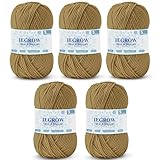 Filato per lavoro a maglia, 250 g, filato acrilico per lavorare a maglia, per principianti, adatto per lavorare a maglia, all'uncinetto e ad uncinetto, morbido e confortevole (5 x 50 g) kaki