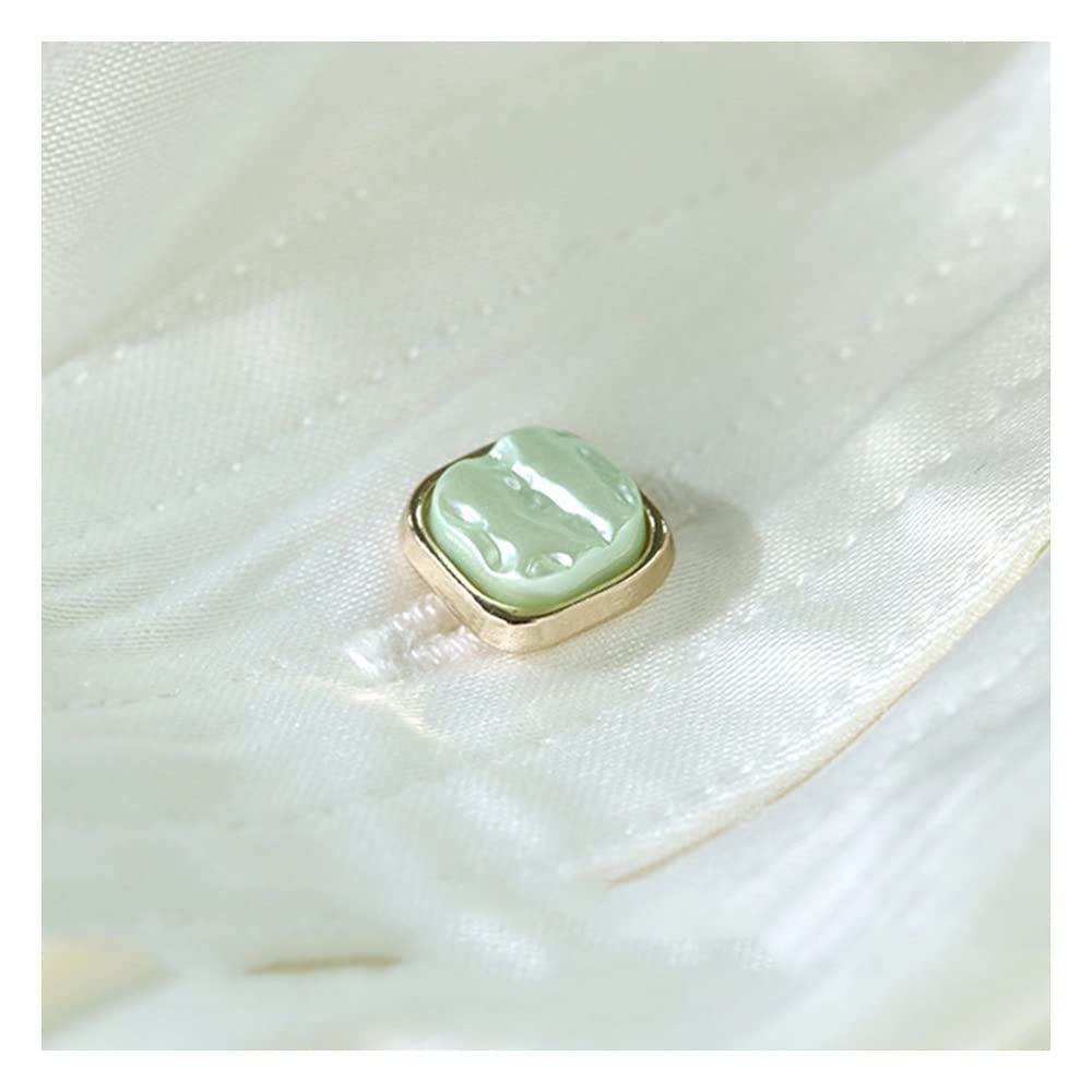 Bottoni da 10 Pezzi, Bottoni Quadrati in Metallo da 10 Mm Camicia Abbottonata Bianca Super Bella for Donna Bottoni Piccoli su Colletto E Polsini della Camicia (Color : Green)