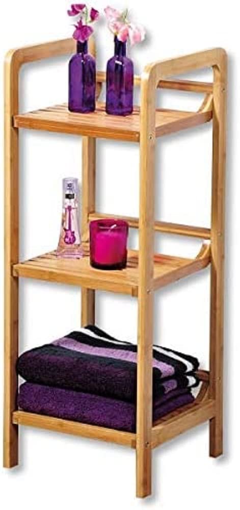 Étagère de salon en bambou marron idéale pour petits espaces