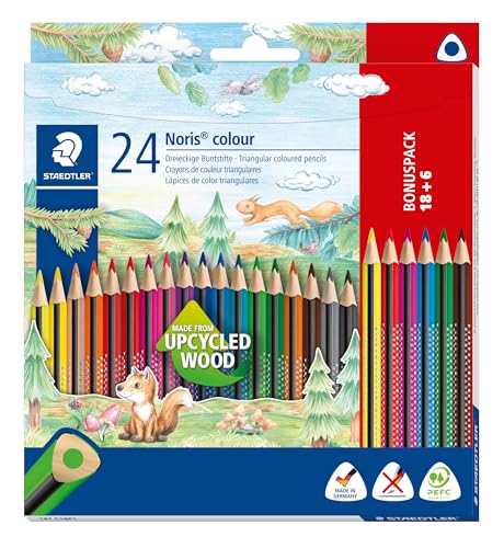 STAEDTLER Noris colour 187 Buntstifte – 24er Kartonetui, Dreikant