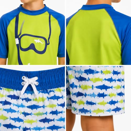 Image of iXtreme Boys Swim Set - 2 Piece Rash Guard Short Sleeve Swim Shirt and Boys Swim Trunks for Infants Toddlers & Big Boys