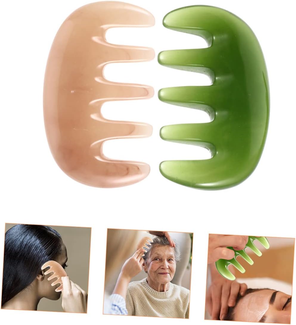FOMIYES 2pcs Scalp Massage Comb Massage Tool Facial Tools Scalp Comb Hair Comb Scalp Massager Jade Massage Comb guasha Tool Beeswax Massage Wide Comb for Scalp deep