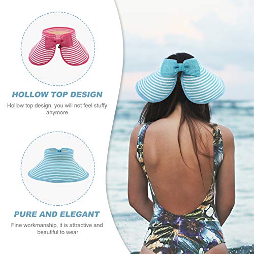 BESPORTBLE 2Pcs Palha Pala de Sol Chapéus de Palha de Aba Larga Floppy Hat Dobrável Chapéu Do Verão