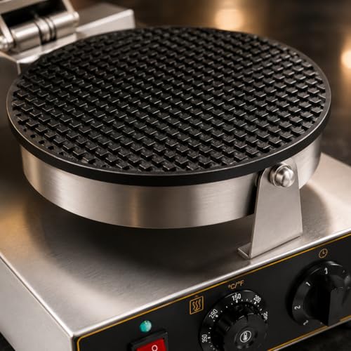 Image of Round Waffle Cone Maker Machine, Commercial Electric Waffle Cone Baker, Ice Cream Cone Maker for Cafe Bakery Restaurant