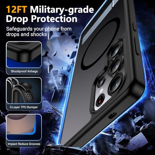 Image of SPIDERCASE Magnetic for Samsung Galaxy S25 Ultra Case, [3 Stand Ways][ Military Grade Drop Protection] with Invisible Stand Slim Phone Case for S25 Ultra 5G,Black