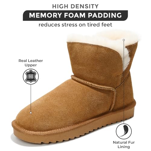 Project Cloud 100% Genuine Suede Boots for Women - Fur Lined Ankle Womens Boots - Comfortable Booties for Women with Memory Foam - Perfect Fur Snow Womens Booties 2025 (Timmy)2
