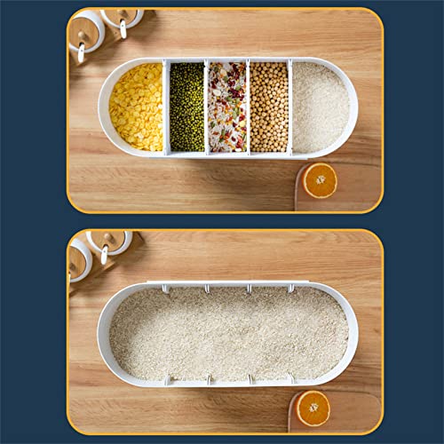 Distributeur de céréales, distributeur de riz mural à 5 grilles pour rangement de cuisine de 9 kg avec tasse à mesurer