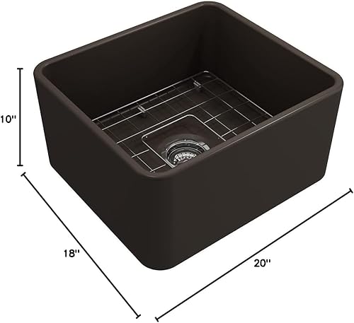 Miniatura 11 de BOCCHI Classico Farmhouse Delantal de arcilla refractaria delantera de 20 pulgadas. Fregadero de cocina de un solo tazón con rejilla inferior