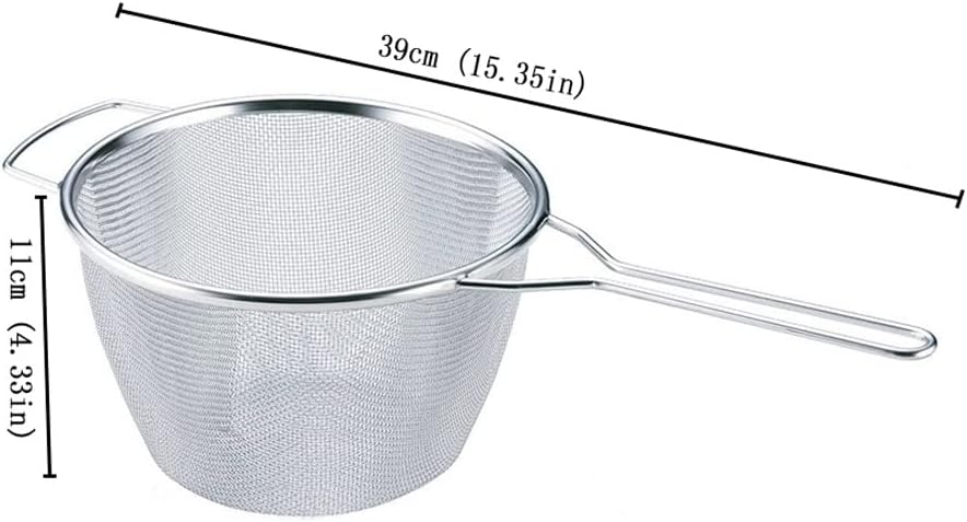 Fryer Basket Stainless Steel Frying Spoon with Handle Foam Skimmer Frying Basket Round Oil Skimmer Suitable for Fried Chicken Wings Noodles Meat Spider Strainer