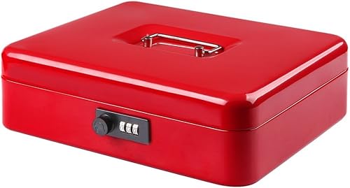 Miniatura 11 de Jssmst - Caja fuerte grande con cerradura de combinación, caja de metal duradera con bandeja de dinero, color rosa, 11.8 x 9.8 x 3.5 pulgadas