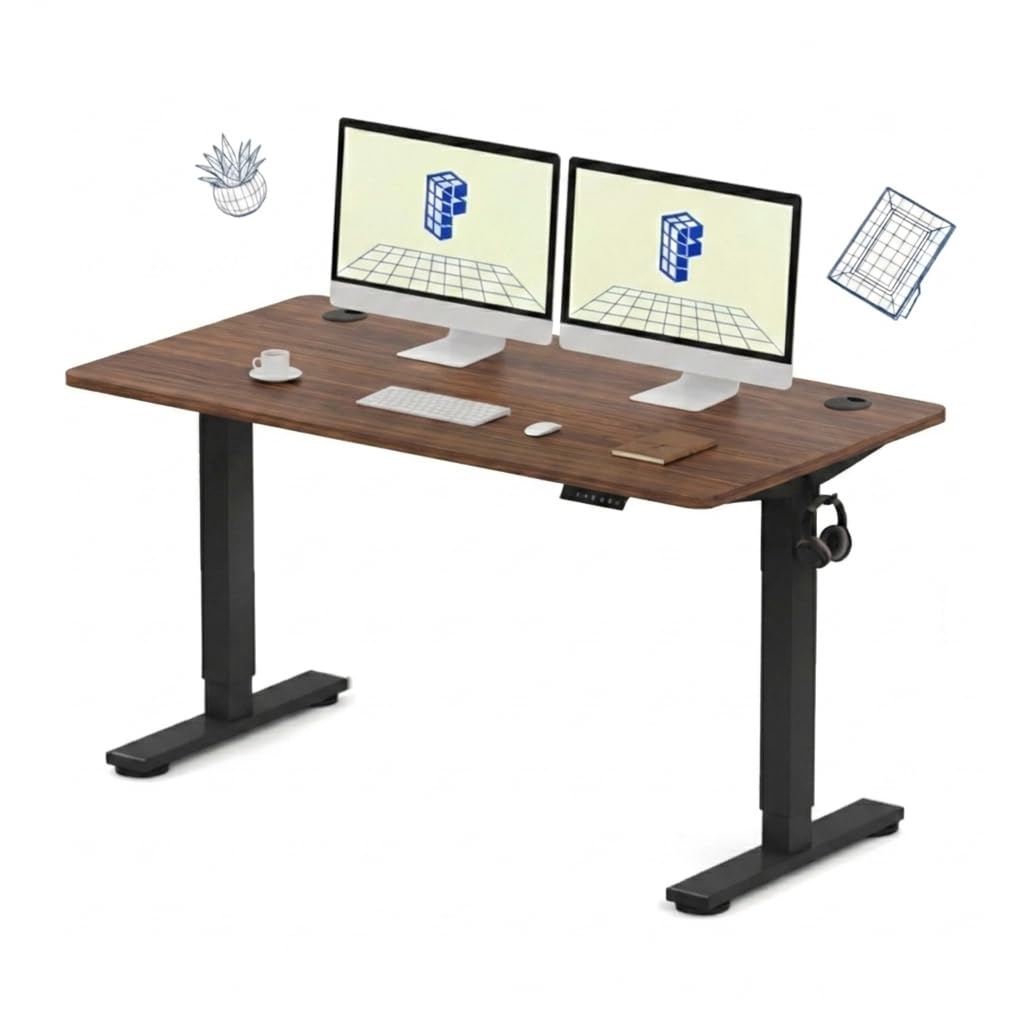 FLEXISPOT SuperGo SE1 (EN1) Best Standing Desk | Anti-Collision Detection | 5Y Warranty | 80 KG | Ergonomic Electric Height Adjustable Sit Stand Table (Black-Walnut, 160x75CM)