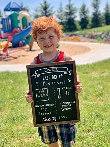 First And Last Day Of School Board | School Chalkboard Sign For Kids Back To School | First Day Of School Board | 12" X 16" Reversible Wood Framed Reusable First Day Of School Sign Double Sided #TOP7