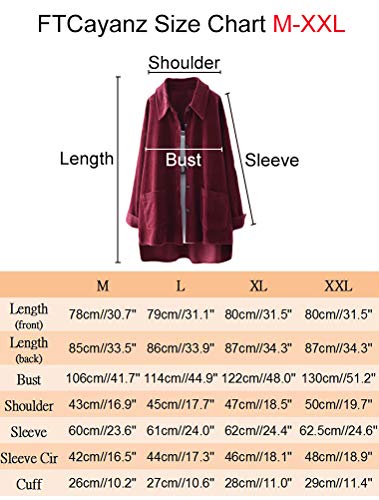 FTCayanz Women's Corduroy Shirt Jacket Casual Long Sleeve Coat Button Down Outerwear Tops2